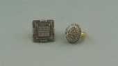 TWO 10K GOLD AND DIAMOND RINGS