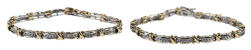 TWO 10KT. X-LINK TWO TONE DIAMOND