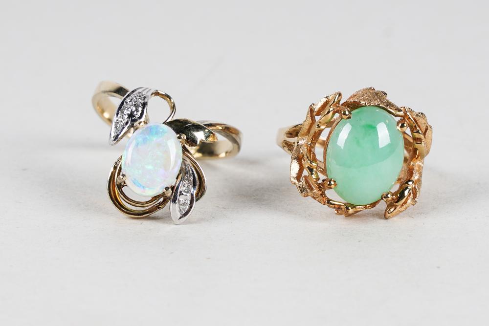 TWO 14 KARAT GOLD & STONE