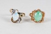 TWO 14 KARAT GOLD & STONE RING