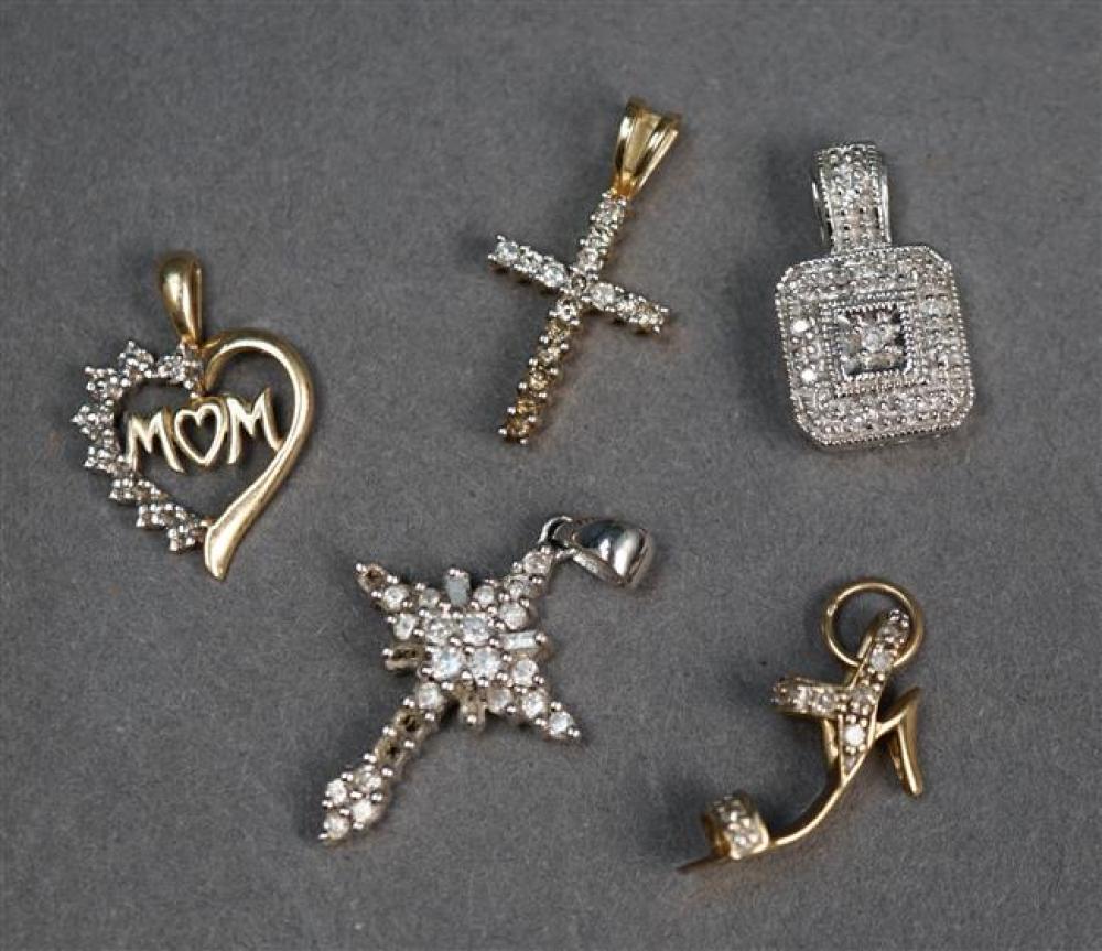 TWO 14-KARAT GOLD AND DIAMOND