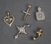 TWO 14-KARAT GOLD AND DIAMOND