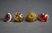 TWO 14-KARAT GOLD AND GEM-SET