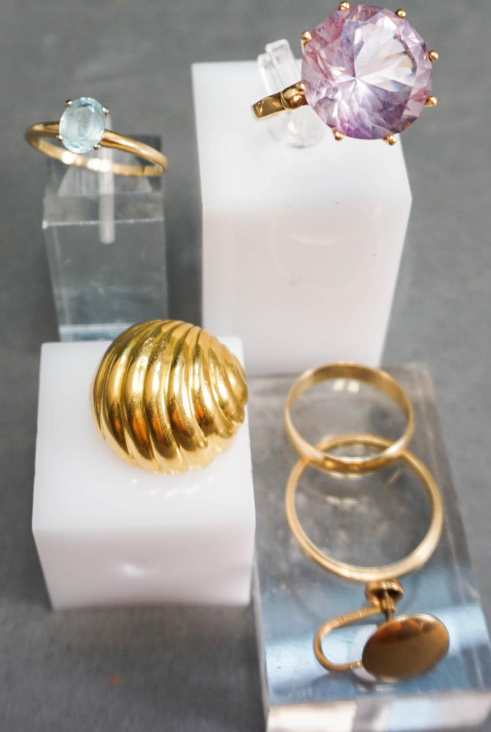 TWO 14-KARAT GOLD BANDS, A 14-KARAT