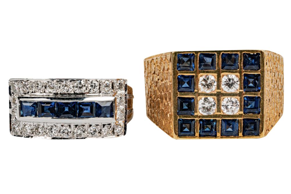 TWO 14 KARAT GOLD, DIAMOND, &