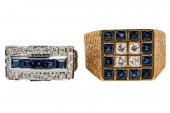 TWO 14 KARAT GOLD, DIAMOND, &