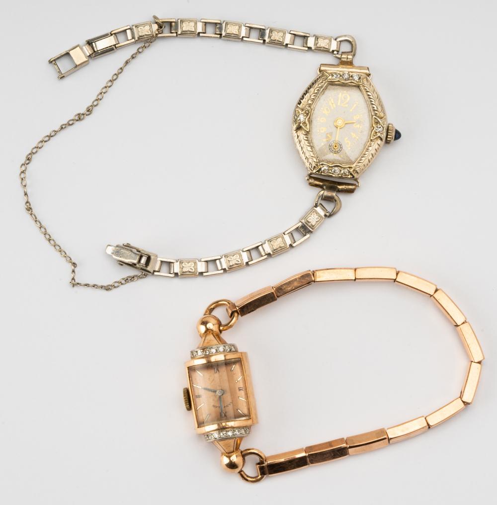 TWO 14 KARAT GOLD LADY'S WATCHEStwo