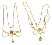 TWO 14 KARAT GOLD LAVALIERS, M