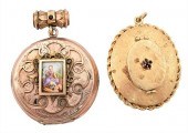 TWO 14 KARAT GOLD LOCKETS, (1