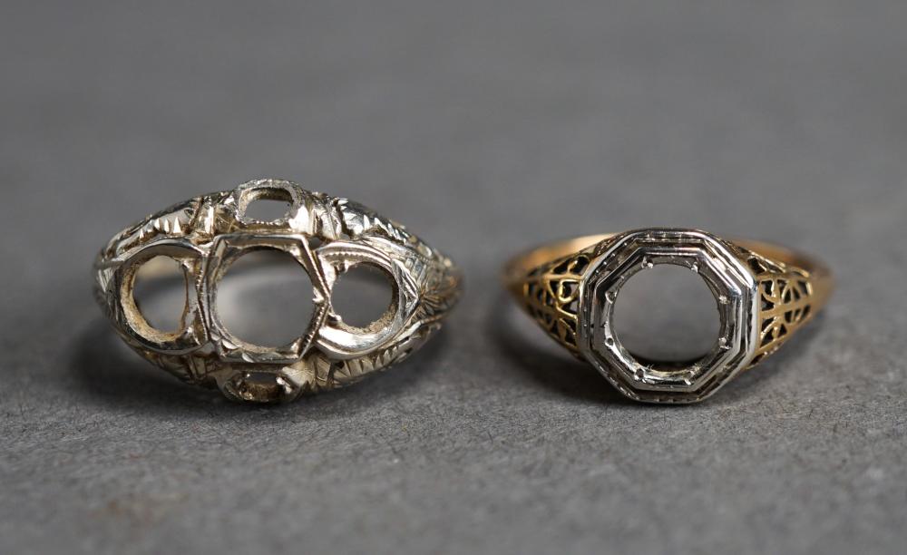 TWO 14-KARAT GOLD RING SETTINGS 3.1