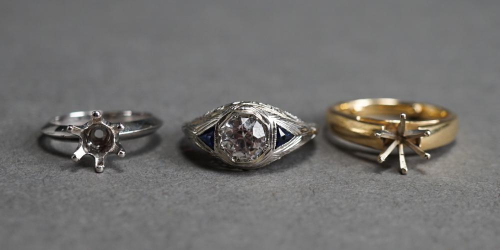 TWO 14-KARAT GOLD RING SETTINGS AND