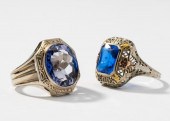 TWO 14 KARAT WHITE GOLD GEM-SE