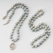 TWO 14 KARAT WHITE GOLD, GREY