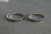 TWO 14-KARAT WHITE-GOLD AND EM