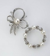 TWO 14-KARAT WHITE-GOLD, CULTU