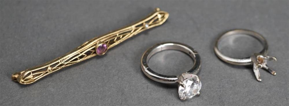 TWO 14-KARAT WHITE-GOLD RINGS