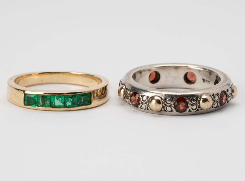 TWO 14 KARAT YELLOW GOLD AND