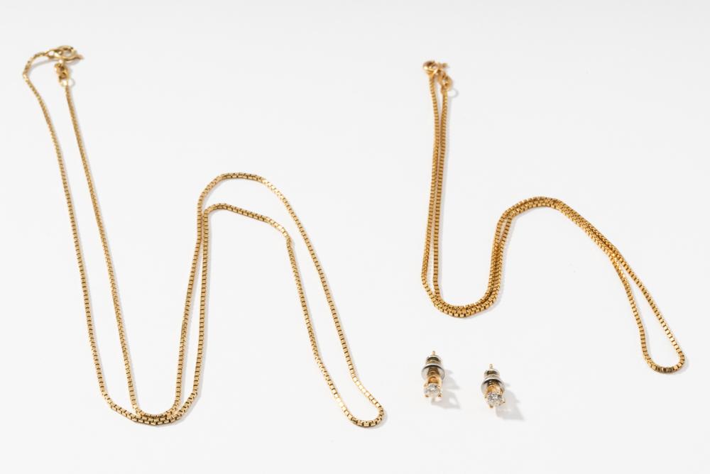 TWO 14 KARAT YELLOW GOLD CHAINS