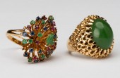 TWO 14 KARAT YELLOW GOLD GEM-S
