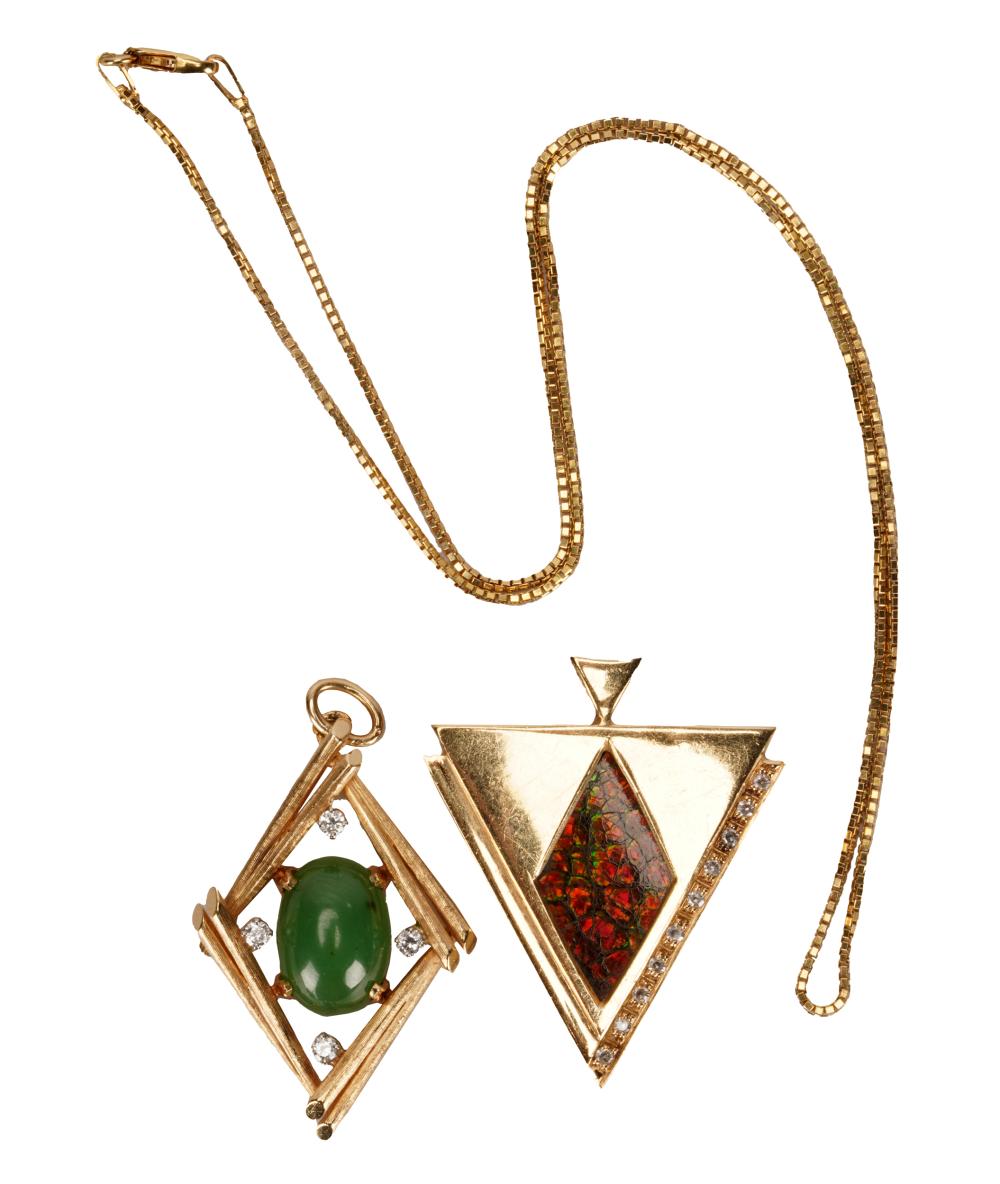 TWO 14 KARAT YELLOW GOLD &