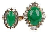 TWO 14 KARAT YELLOW GOLD, DIAM