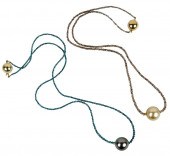 TWO 14 KARAT YELLOW GOLD, PEAR