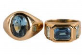 TWO 14 KARAT YELLOW GOLD & BLU