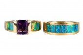 TWO 14 KARAT YELLOW GOLD, SEMI