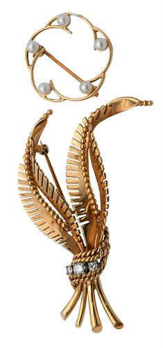 TWO 14 KARAT YELLOW GOLD