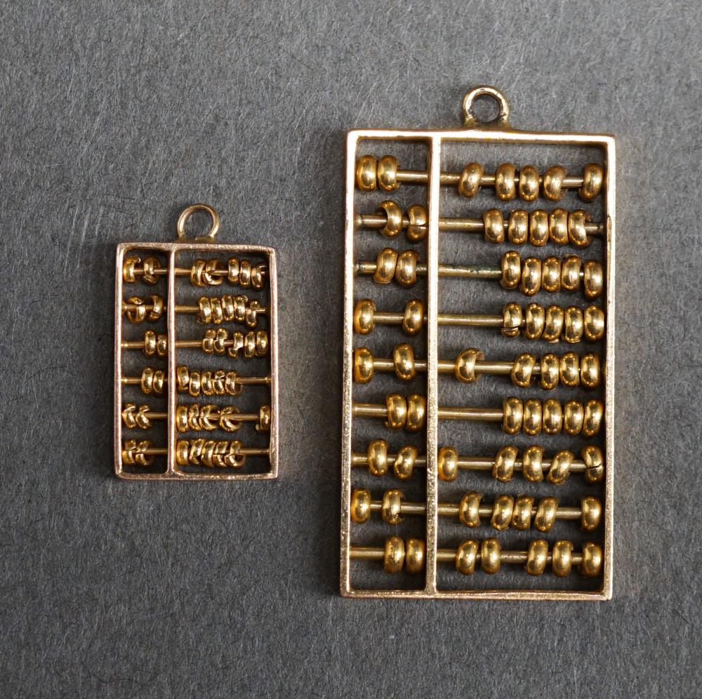 TWO 14-KARAT YELLOW-GOLD ABACUS