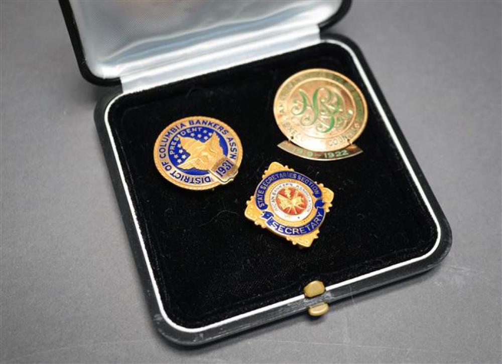 TWO 14-KARAT YELLOW-GOLD AND ENAMEL