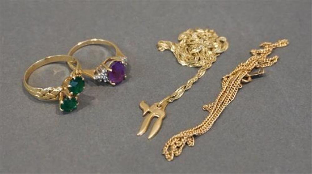 TWO 14-KARAT YELLOW-GOLD AND