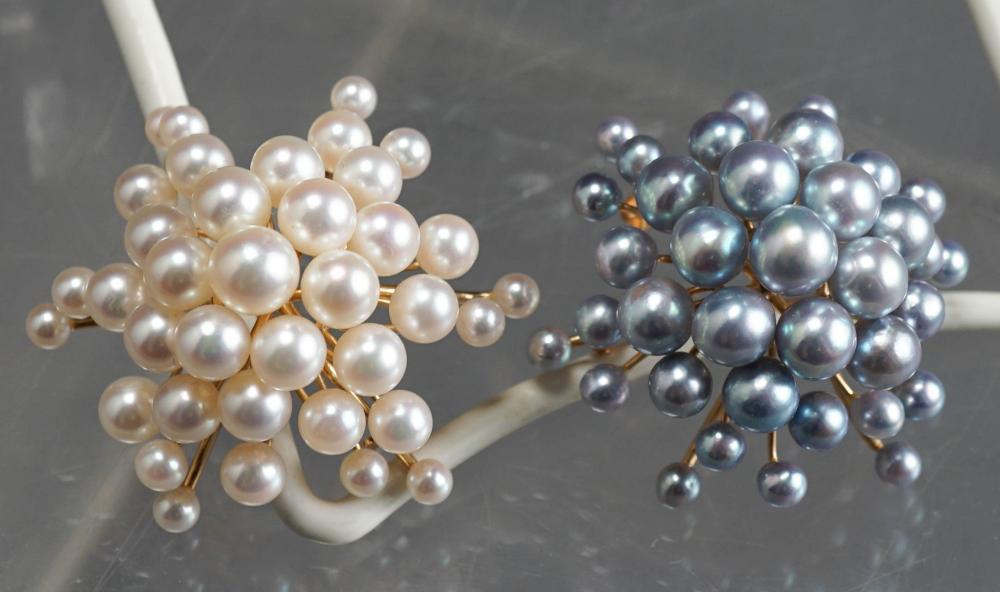 TWO 14-KARAT YELLOW-GOLD PEARL