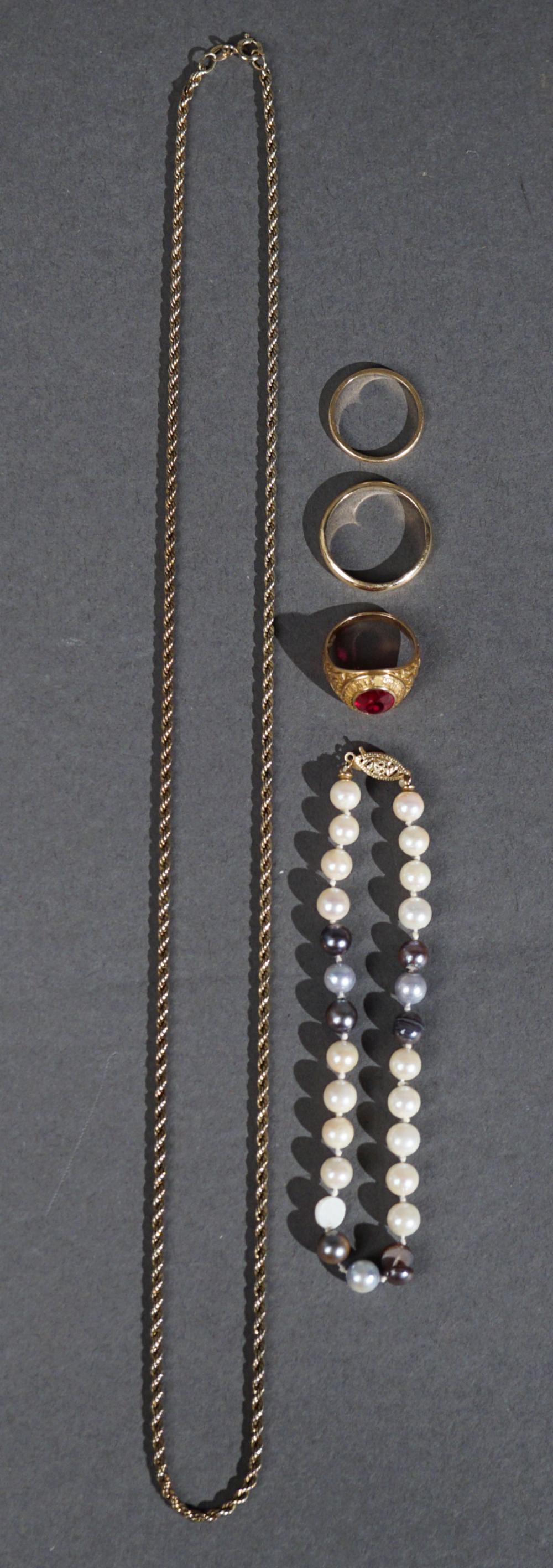 TWO 14-KARAT YELLOW-GOLD RINGS, A
