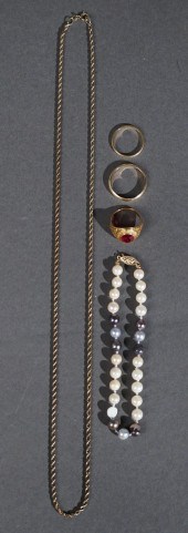 TWO 14-KARAT YELLOW-GOLD RINGS