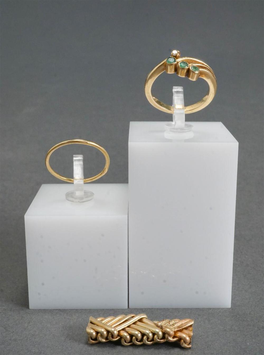 TWO 14-KARAT YELLOW-GOLD RINGS