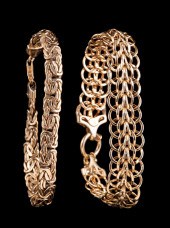 TWO 14 KT. YELLOW GOLD FLEXIBL