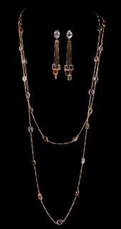 TWO 14 KT. YELLOW GOLD AND GEM