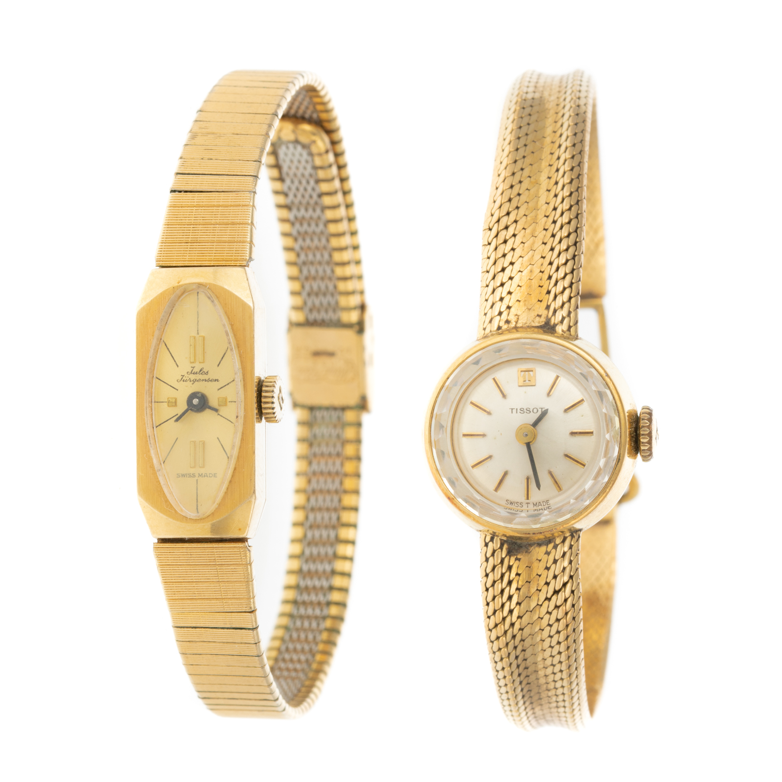 TWO 14K DRESS WATCHES, TISSOT &