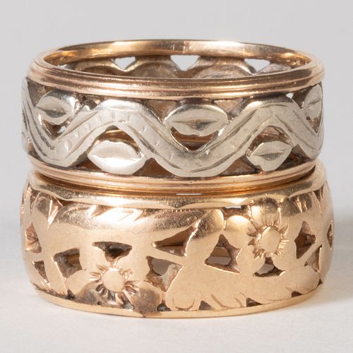 TWO 14K GOLD BAND RINGSBoth stamped