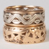 TWO 14K GOLD BAND RINGSBoth st