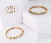 TWO 14K GOLD BANGLE BRACELETS
