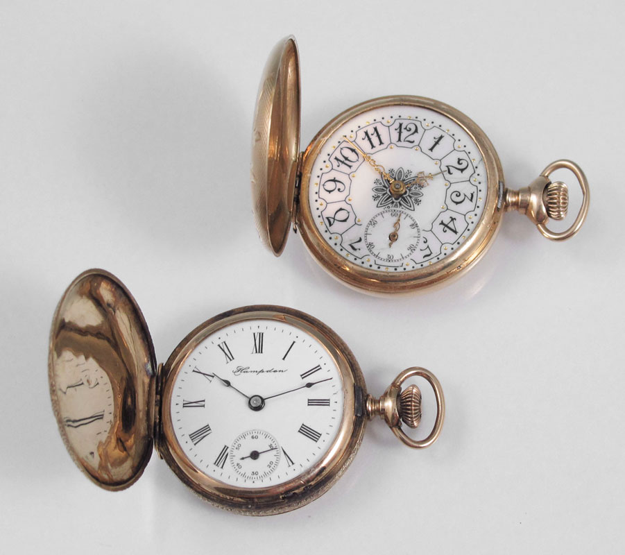 TWO 14K GOLD HUNTERS CASE O SIZE