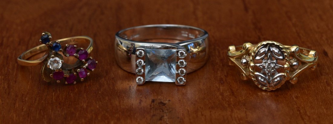 TWO 14K GOLD RINGS AND AN 18K