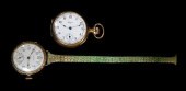 TWO 14K PENDANT WATCHES, INCLU