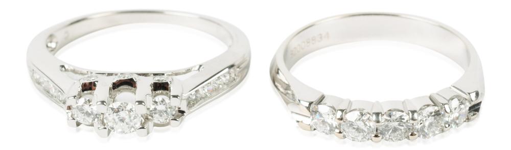 TWO 14K WHITE GOLD AND DIAMOND