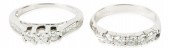 TWO 14K WHITE GOLD AND DIAMOND