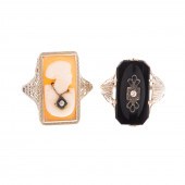 TWO 14K WHITE GOLD FILIGREE GE