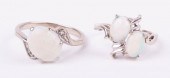 TWO 14K WHITE GOLD OPAL RINGST