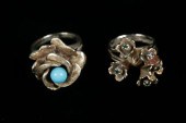 TWO 14K YELLOW GOLD AND GEMSTO